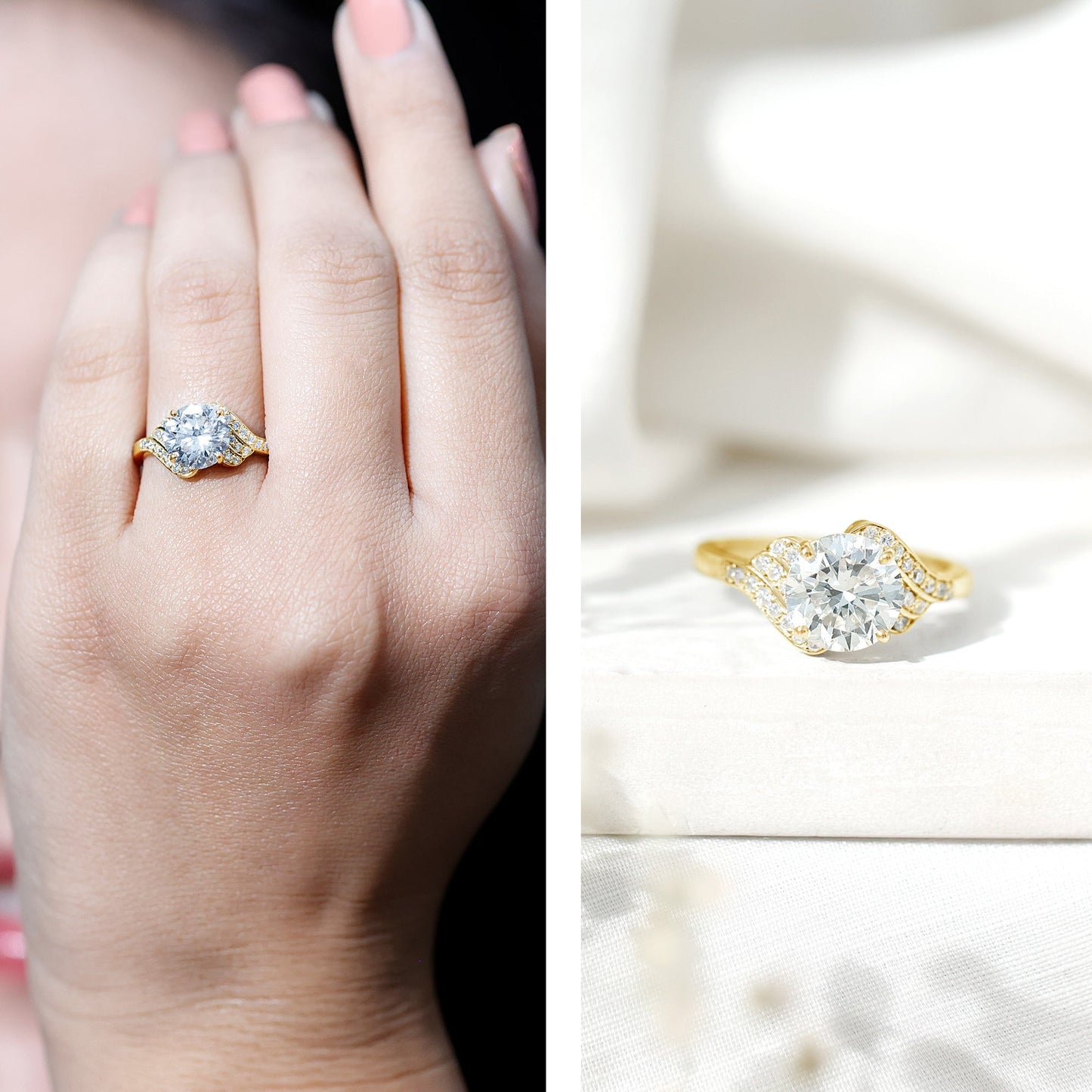 Certified 8 MM Lab Grown Diamond Unique Engagement Ring