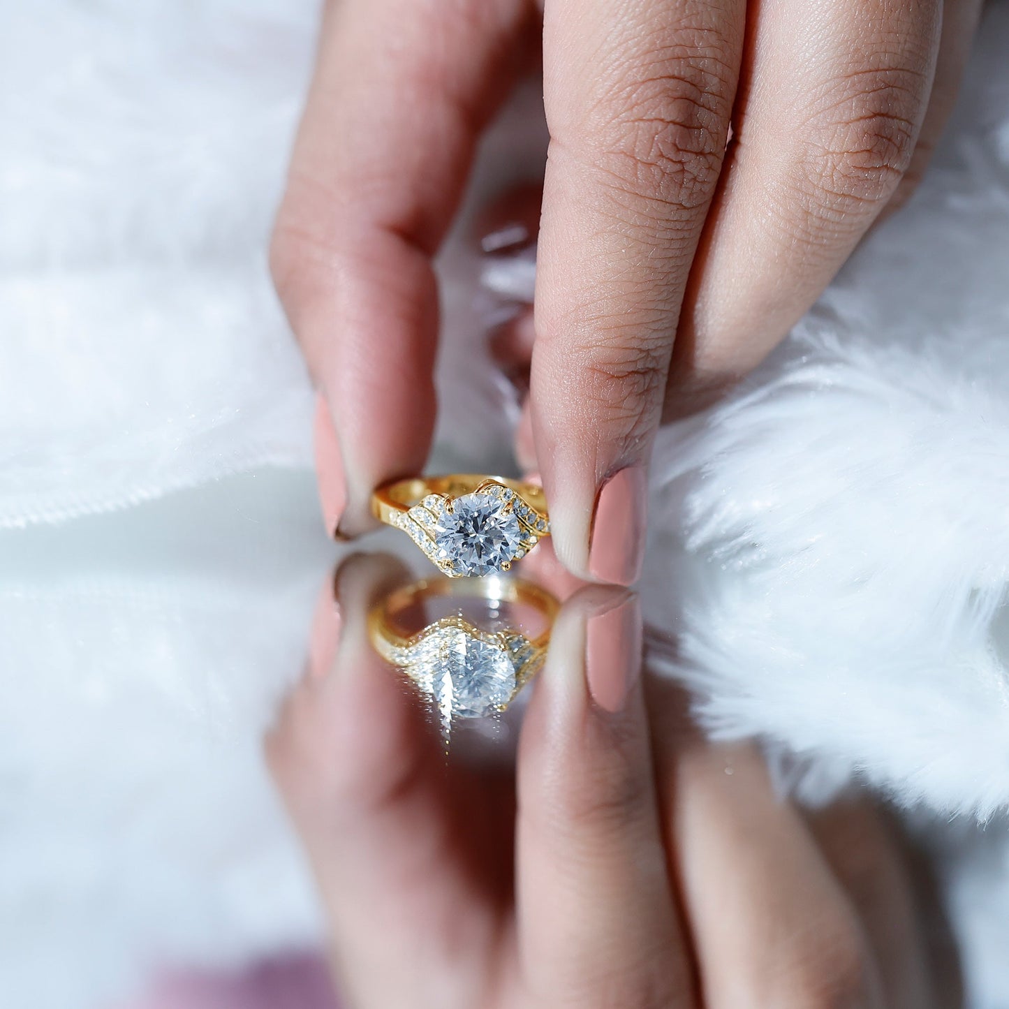 Certified 8 MM Lab Grown Diamond Unique Engagement Ring