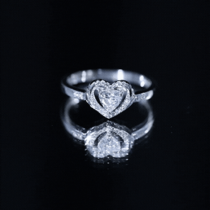 Certified Lab 5MM Heart Diamond Halo Engagement Ring