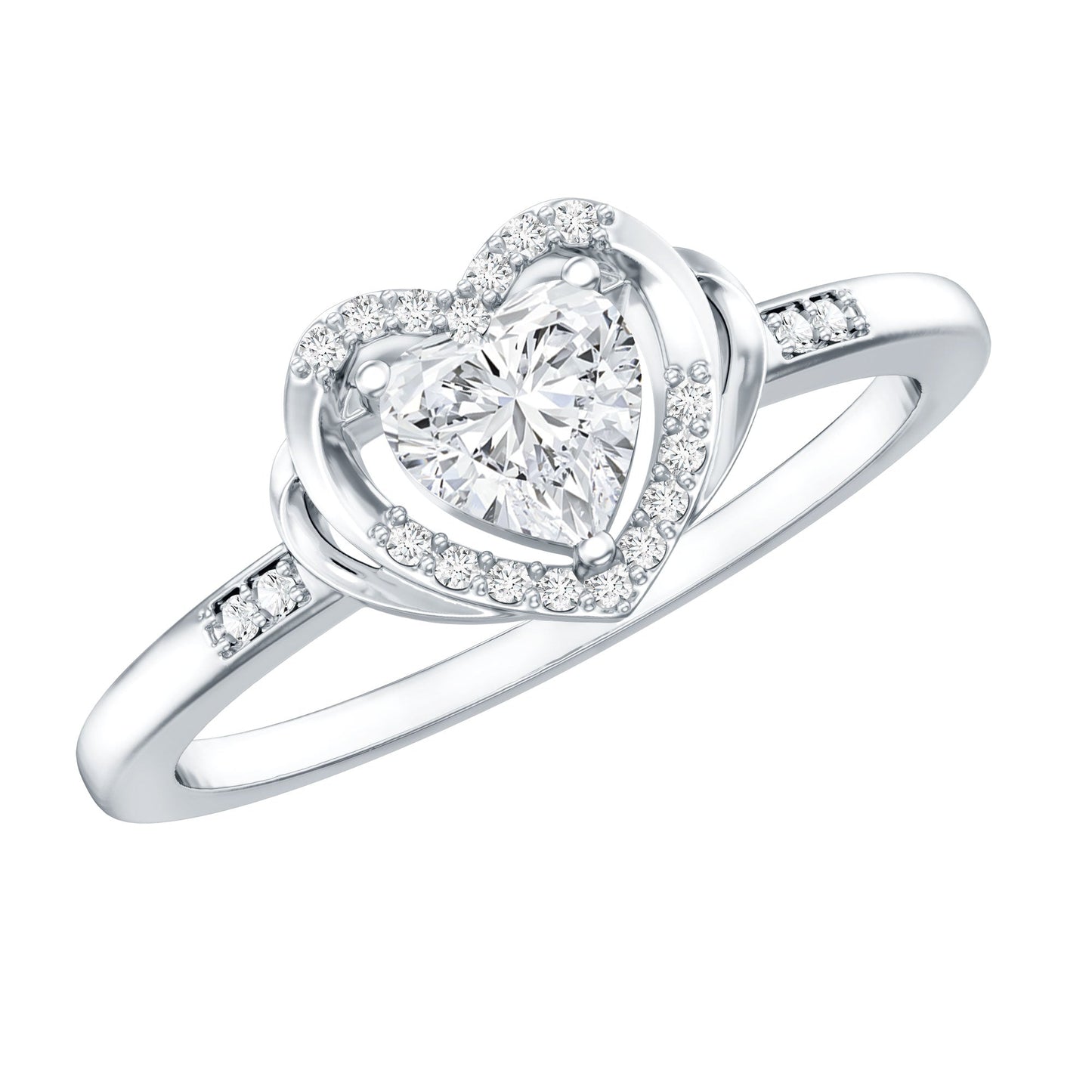 Certified Lab 5MM Heart Diamond Halo Engagement Ring