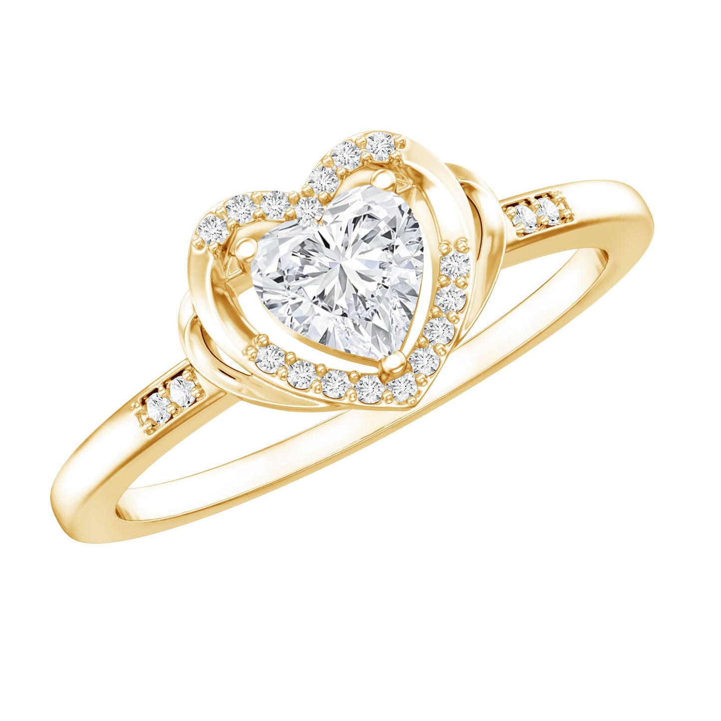 Certified Lab 5MM Heart Diamond Halo Engagement Ring