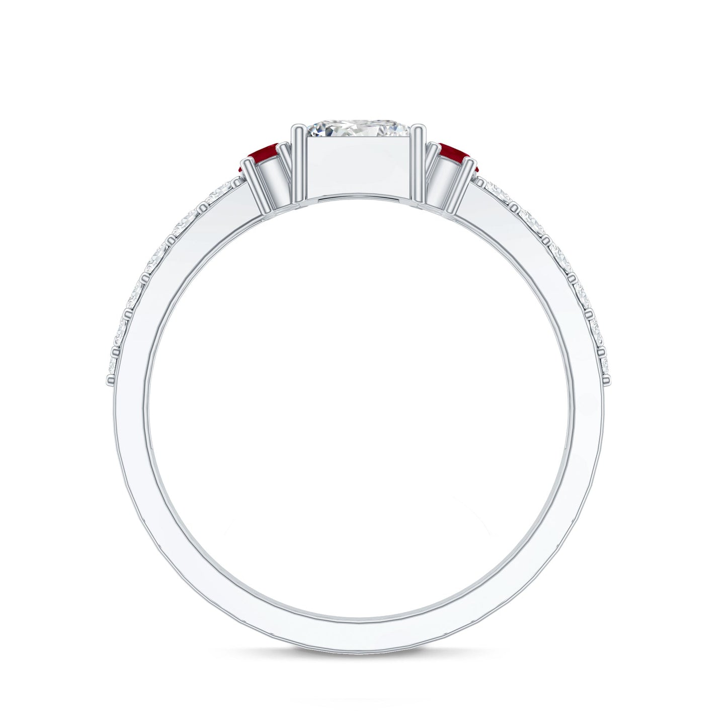 Lab Grown Diamond 5 MM Princess Cut Engagement Ring With Ruby
