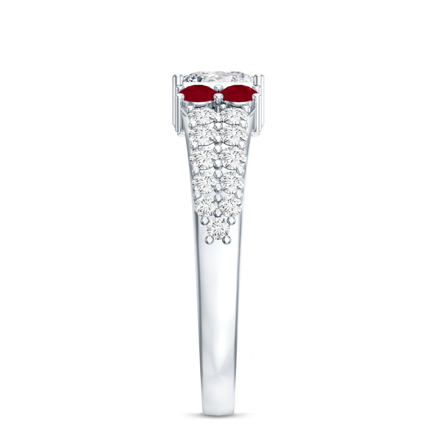 Lab Grown Diamond 5 MM Princess Cut Engagement Ring With Ruby