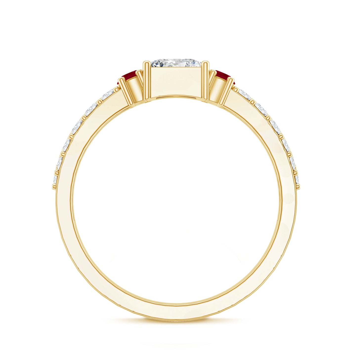 Lab Grown Diamond 5 MM Princess Cut Engagement Ring With Ruby