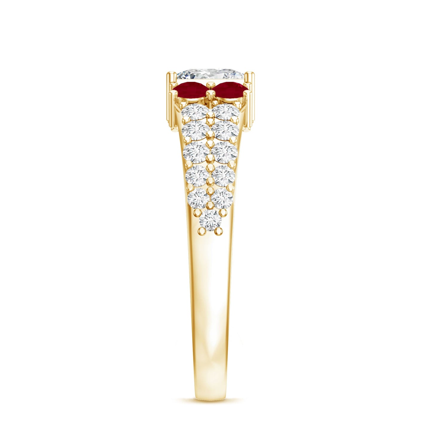 Lab Grown Diamond 5 MM Princess Cut Engagement Ring With Ruby