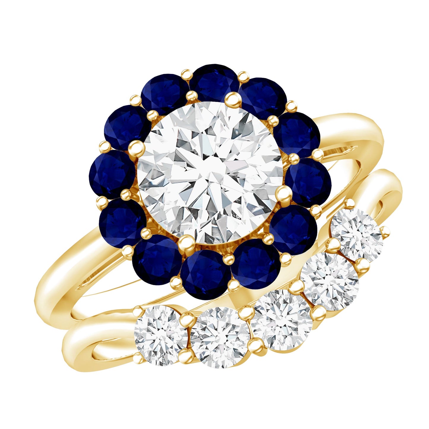 Certified 7 MM Lab Grown Diamond Engagement Ring with Enhancer