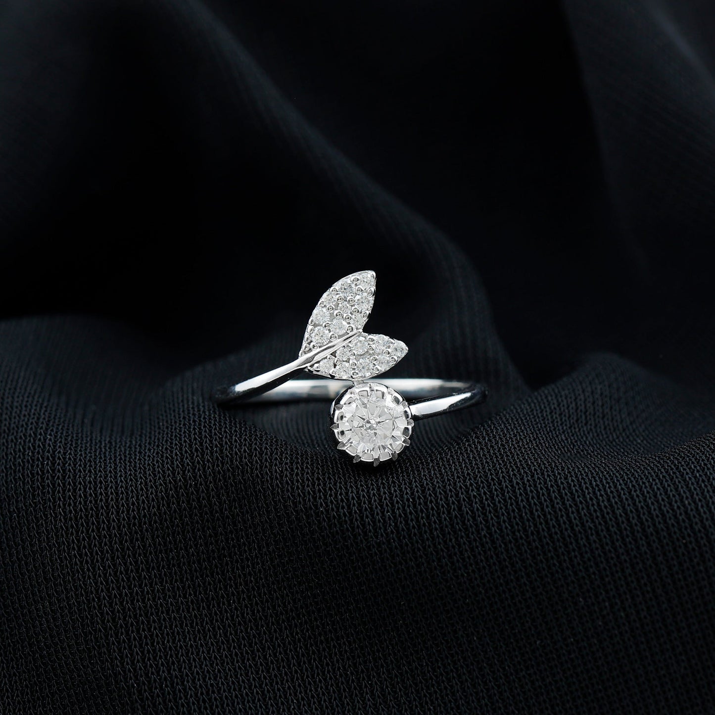 Certified 5 MM Round Lab Grown Diamond Tail Cuff Ring