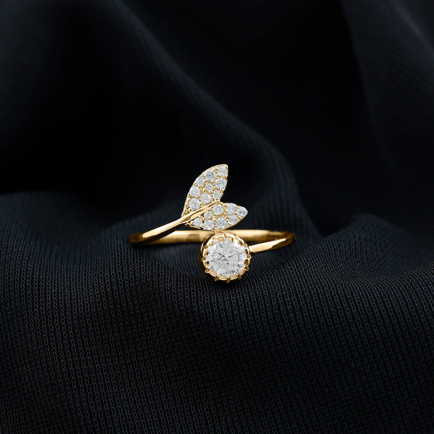 Certified 5 MM Round Lab Grown Diamond Tail Cuff Ring