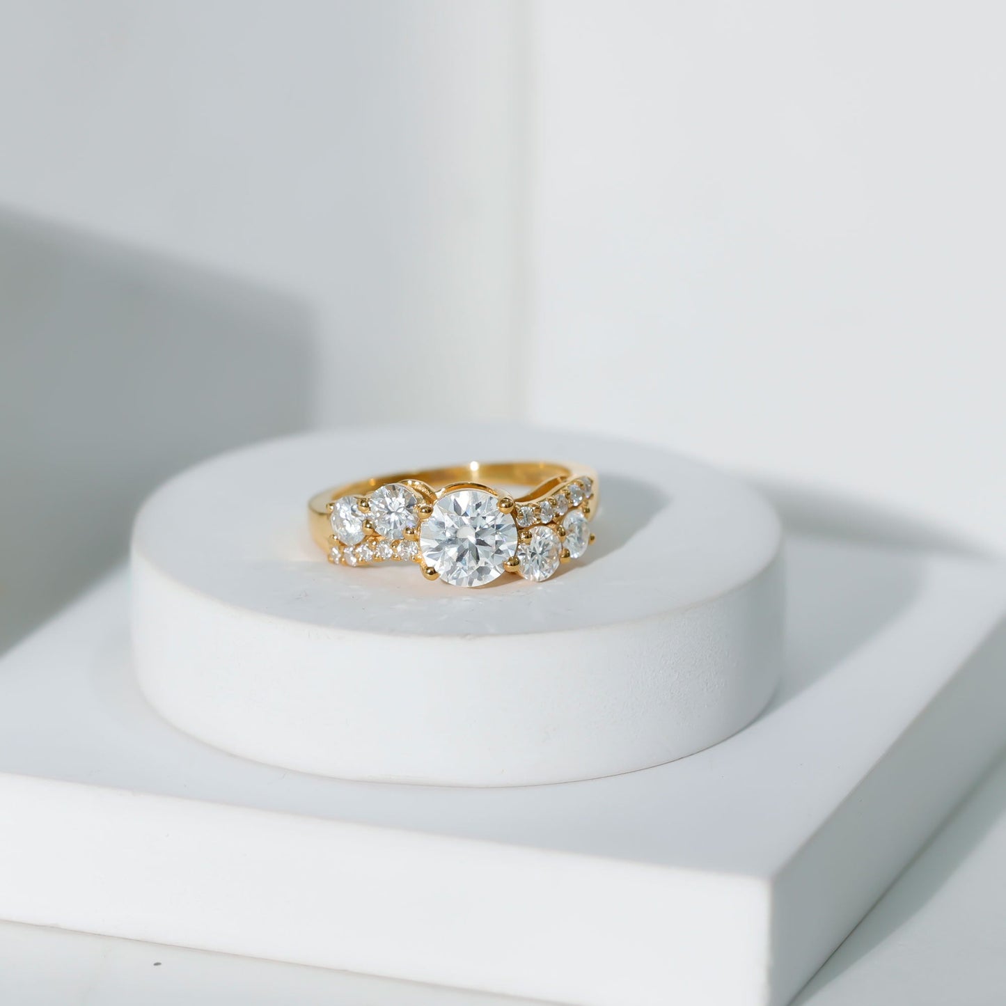 Certified Lab 7 MM Round Diamond Designer Engagement Ring