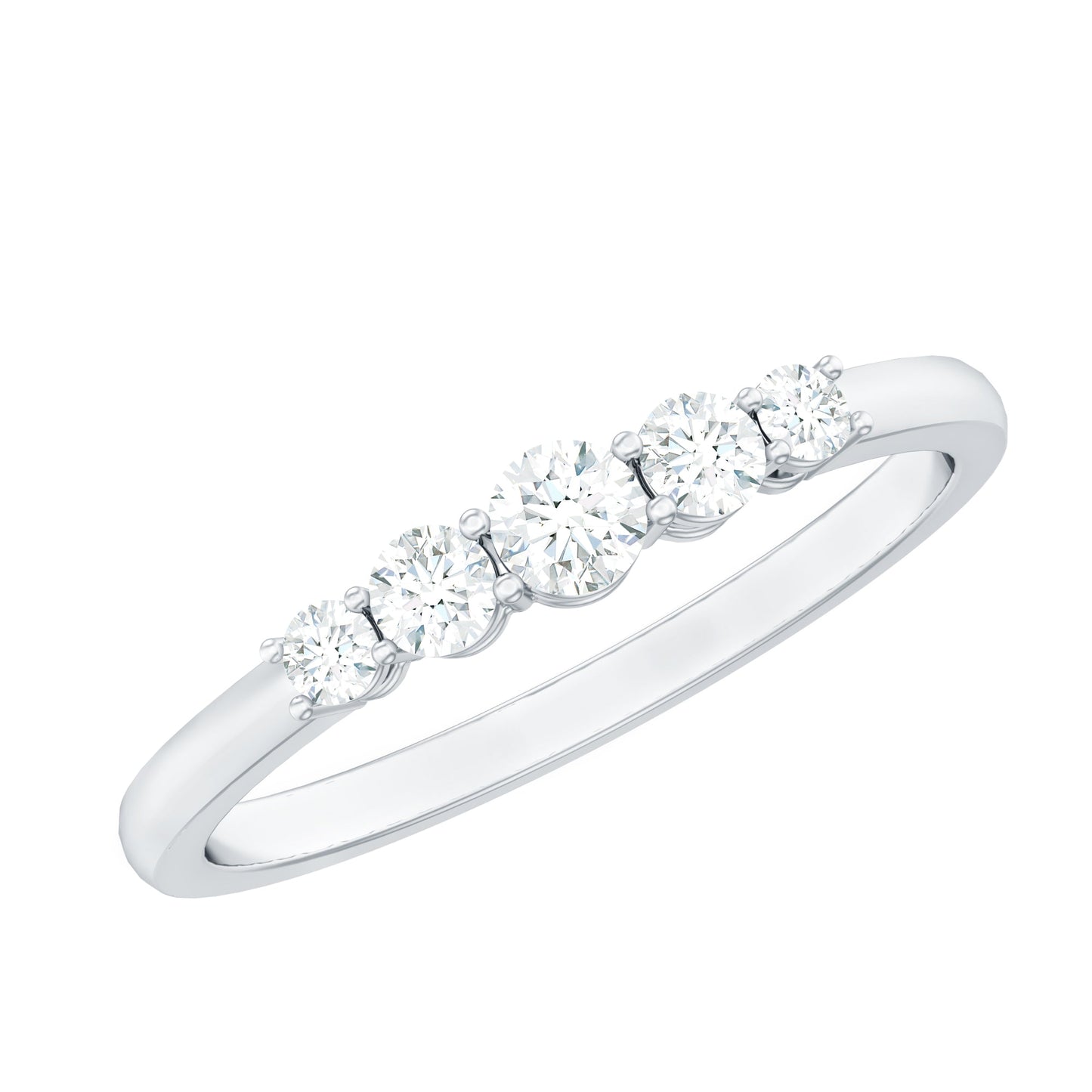 Round Cut Moissanite Five Stone Promise Ring