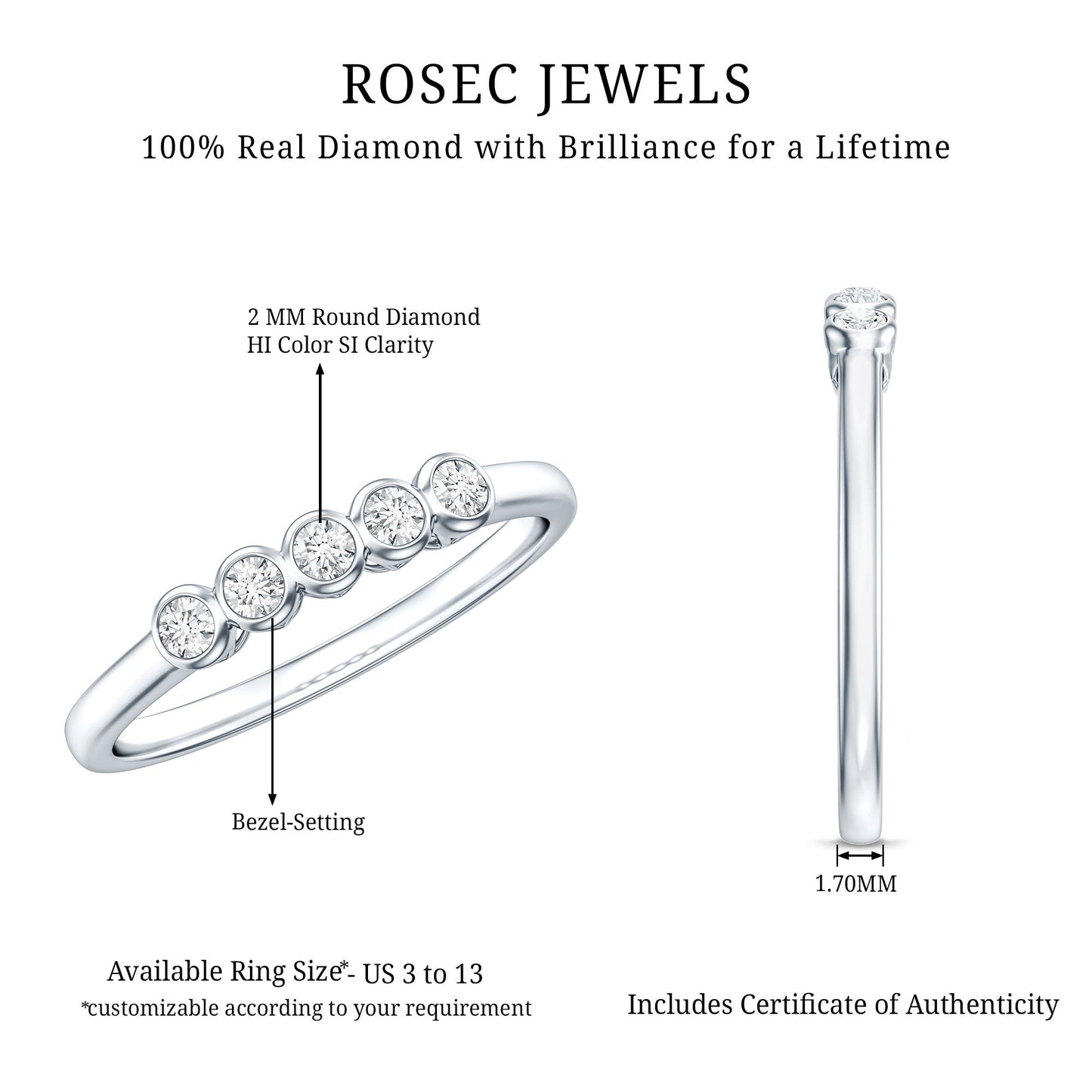 Natural Diamond Five Stone Promise Ring