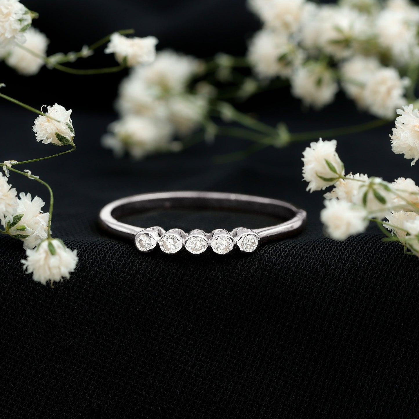 Natural Diamond Five Stone Promise Ring