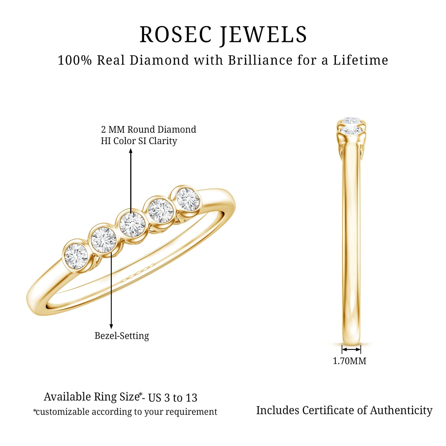 Natural Diamond Five Stone Promise Ring