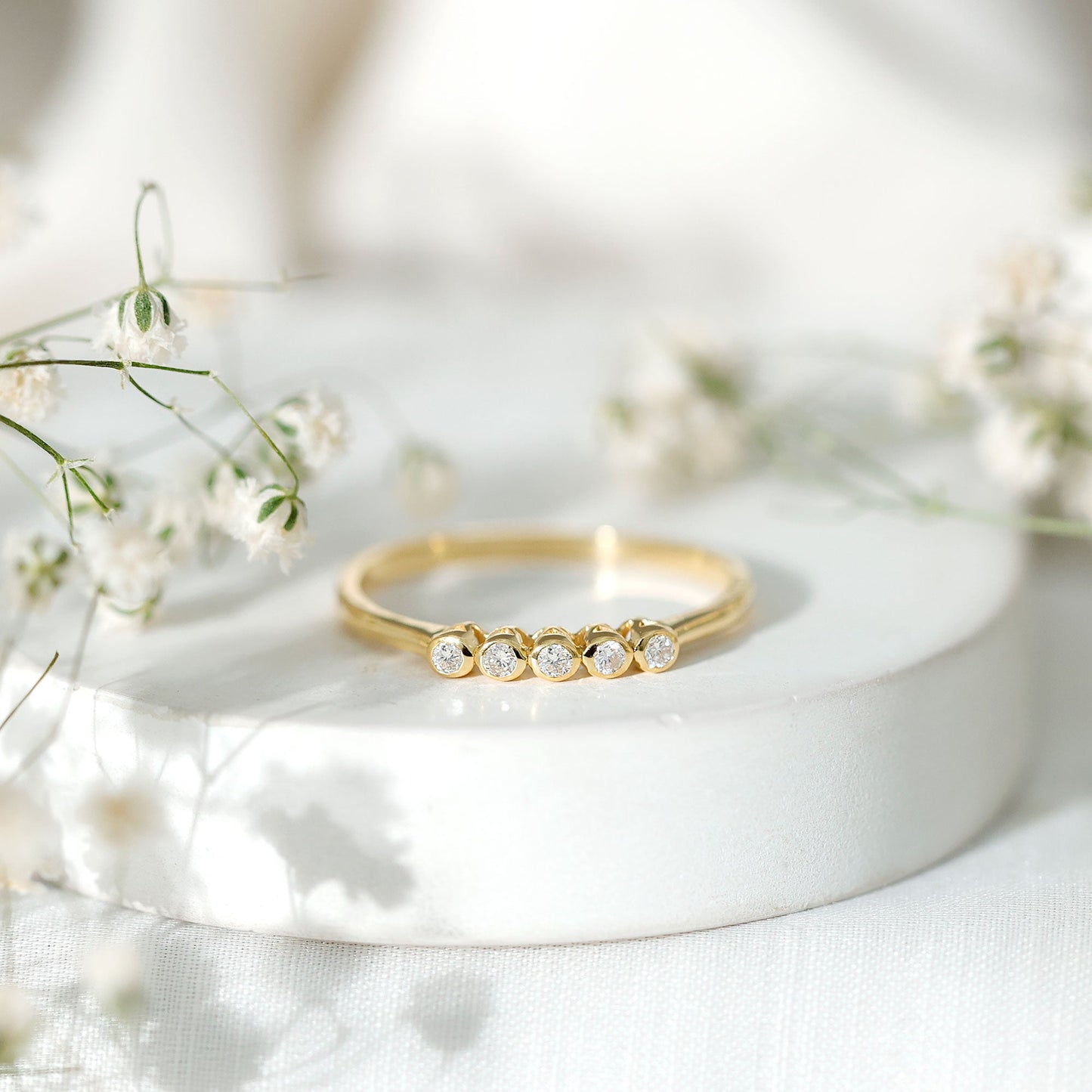Natural Diamond Five Stone Promise Ring