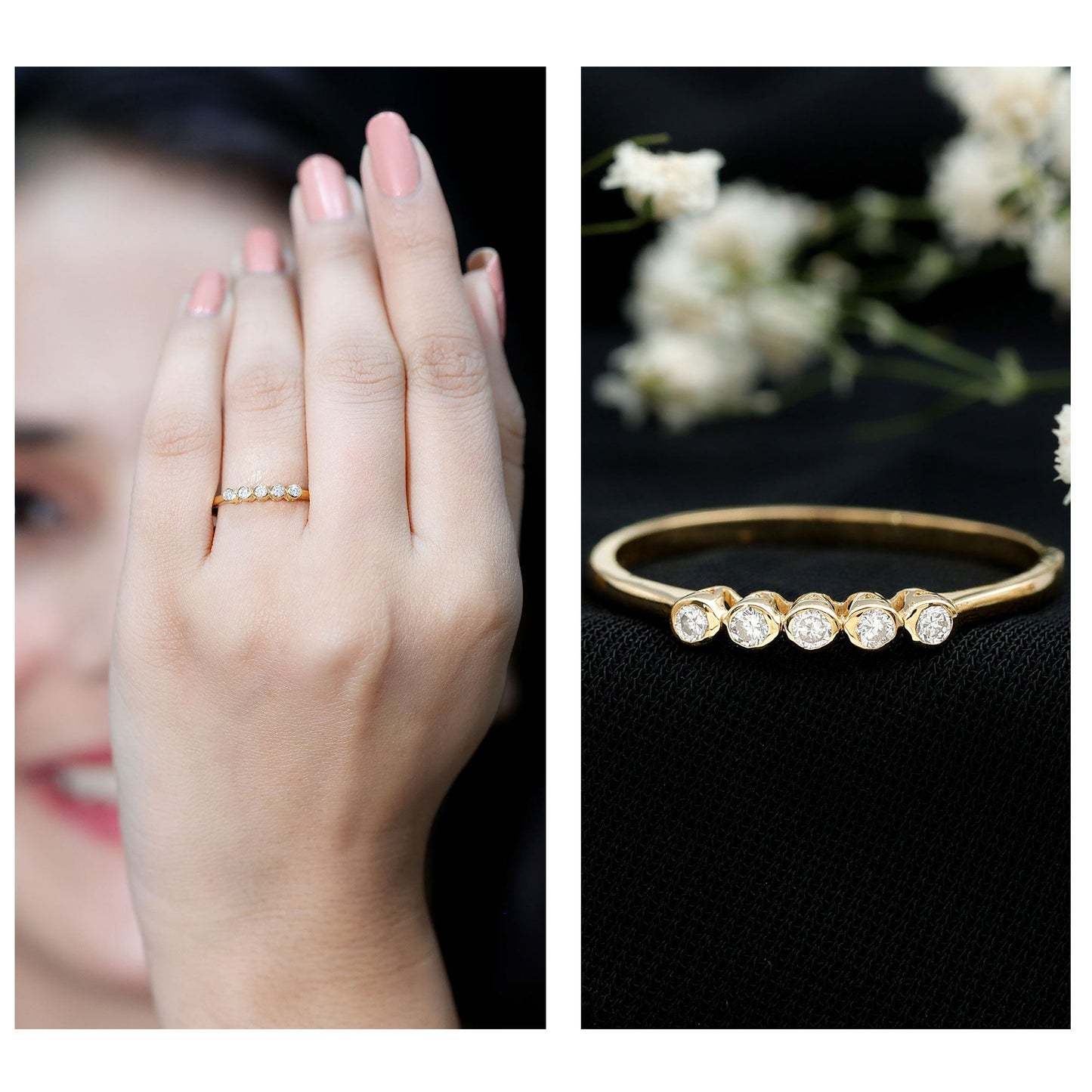 Natural Diamond Five Stone Promise Ring