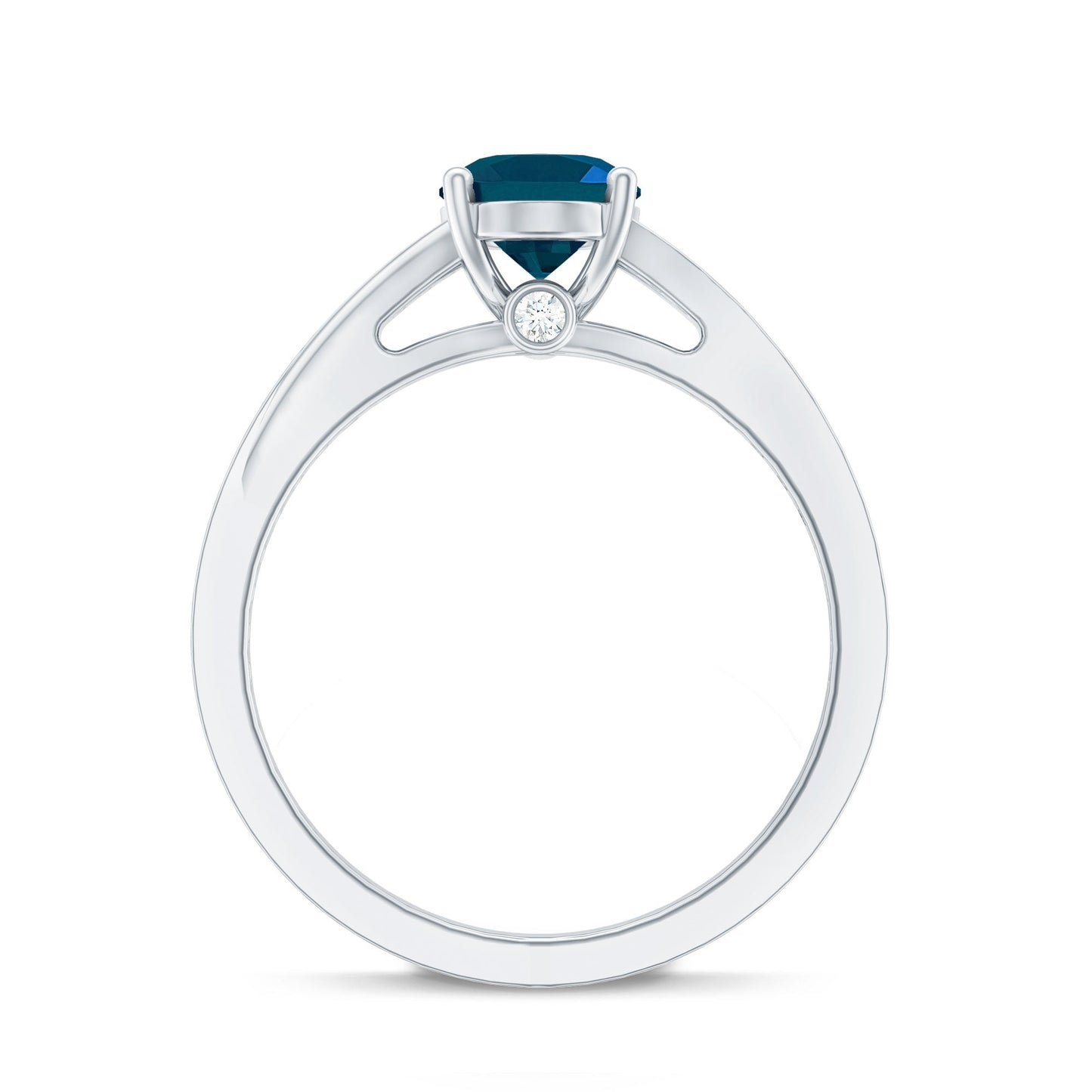 6X8mm Oval Cut London Blue Topaz Engagement Ring with Diamond Split Shank