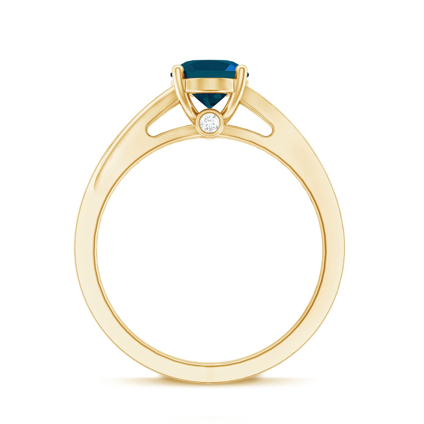 6X8mm Oval Cut London Blue Topaz Engagement Ring with Diamond Split Shank
