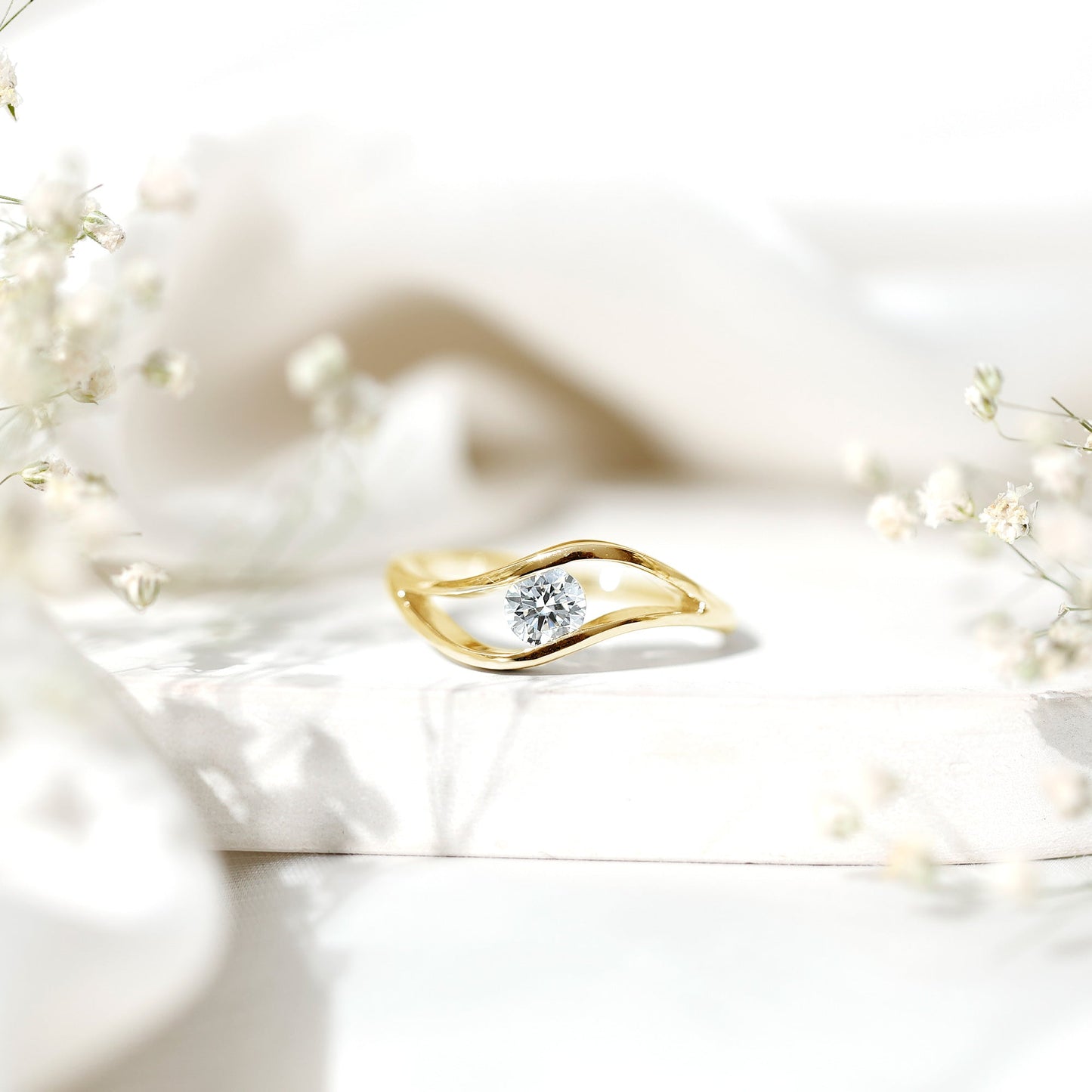 Certified 6 MM Round Moissanite Solitaire Ring with Tension Setting