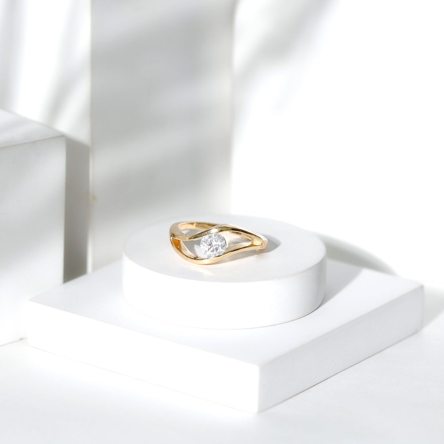 Certified 6 MM Round Moissanite Solitaire Ring with Tension Setting