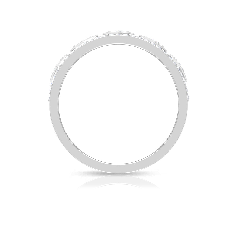 3/4 CT Vintage Inspired Diamond Wedding Band with Cutwork Details