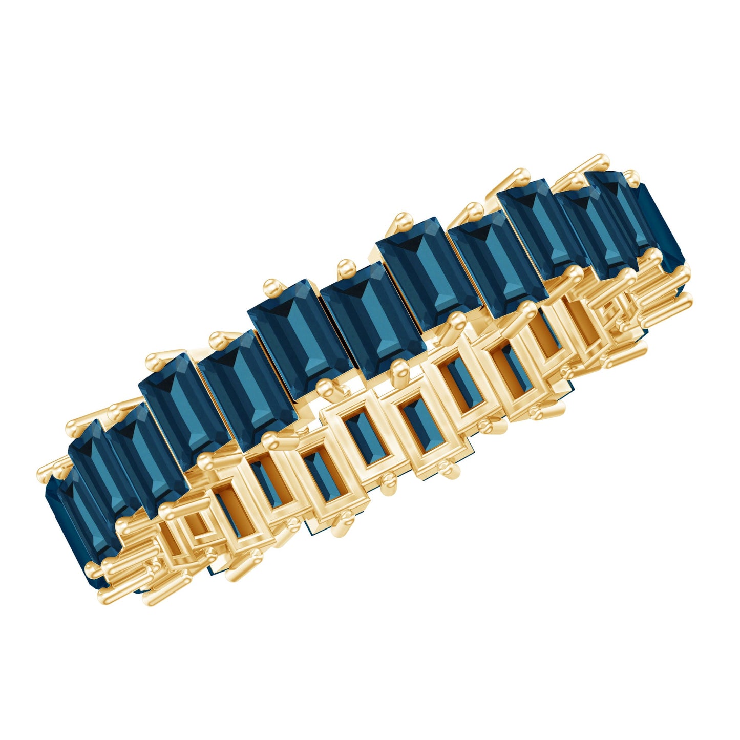 Baguette London Blue Topaz Zig Zag Wedding Ring