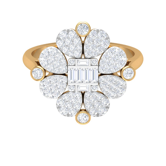 Natural Diamond Statement Engagement Ring in Illusion Set