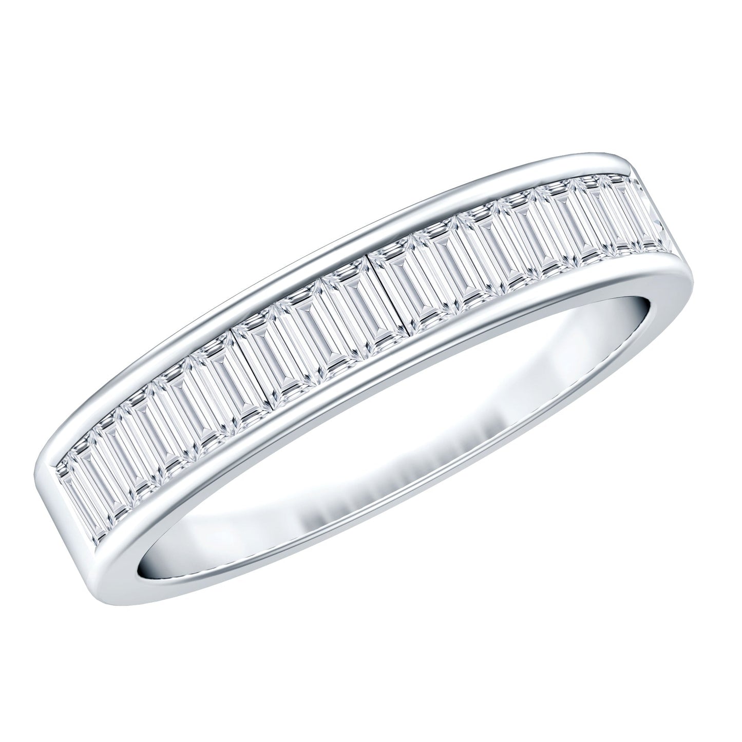 1 CT Baguette Cut Lab Grown Diamond Half Eternity Band