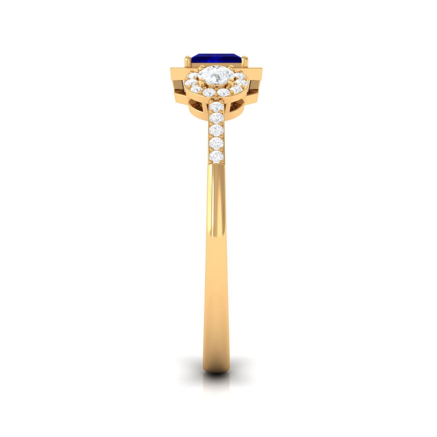3/4 CT Princess Cut Blue Sapphire and Diamond Engagement Ring