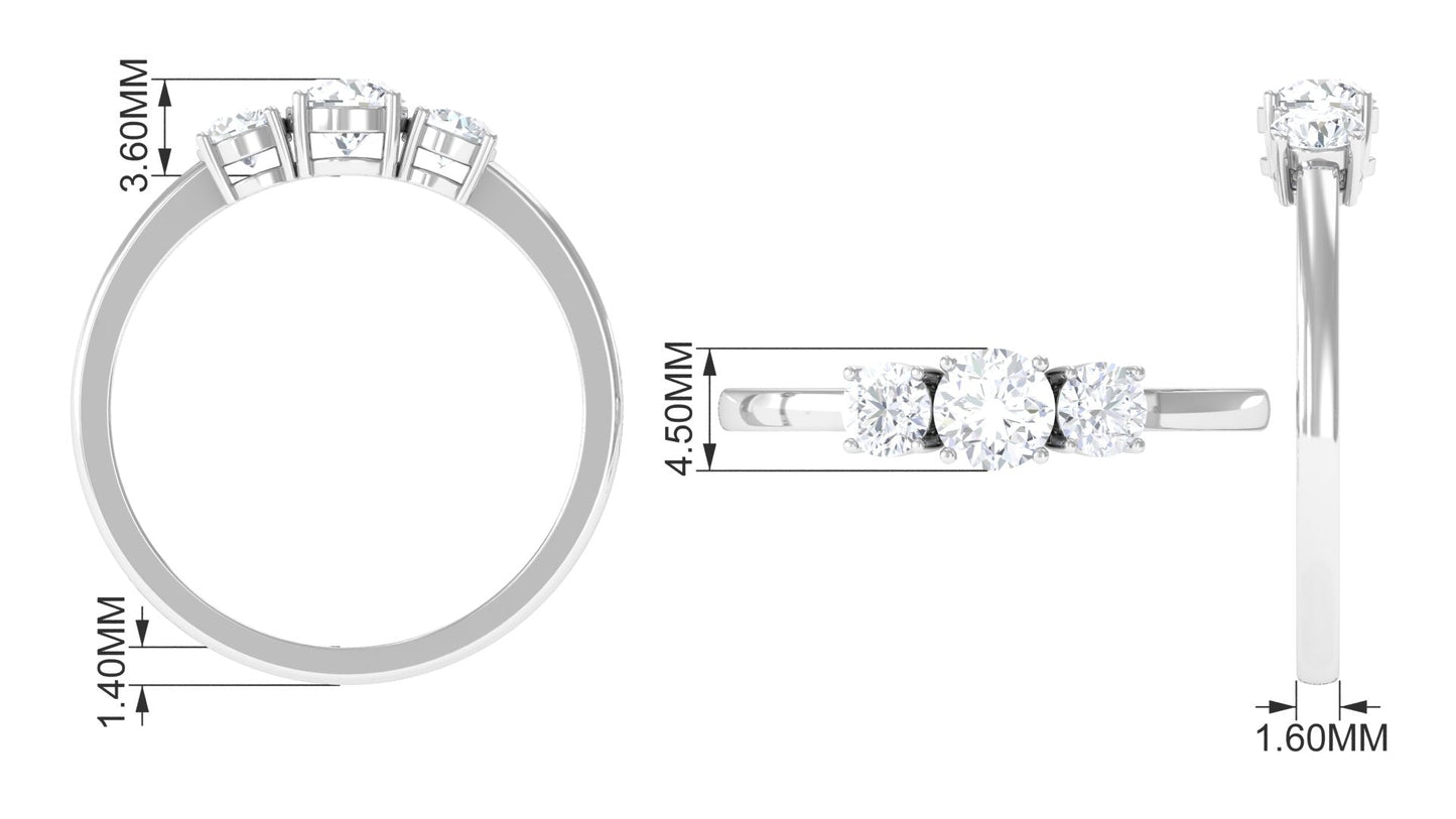 Natural Diamond 3 Stone Engagement Ring with Certificate