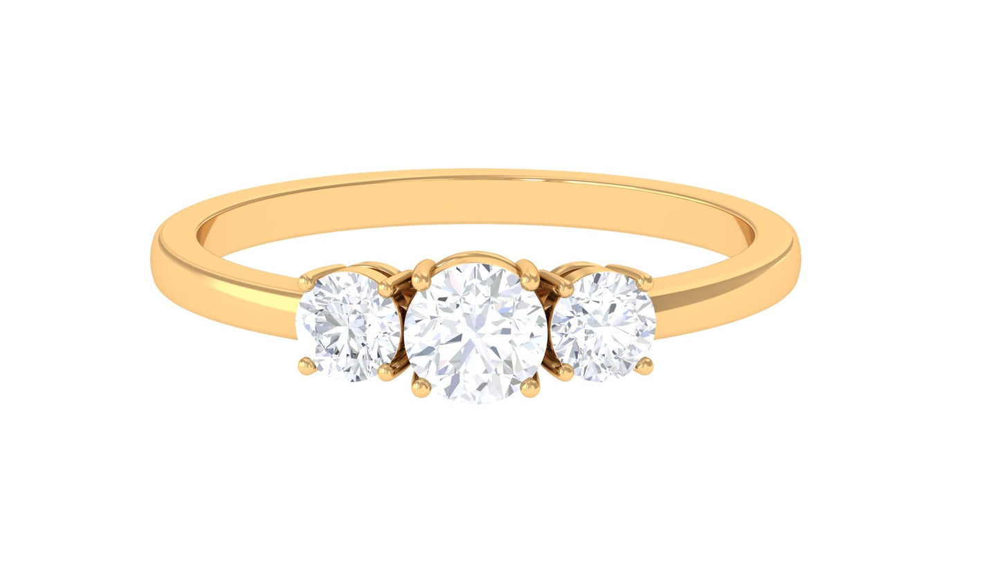 Natural Diamond 3 Stone Engagement Ring with Certificate
