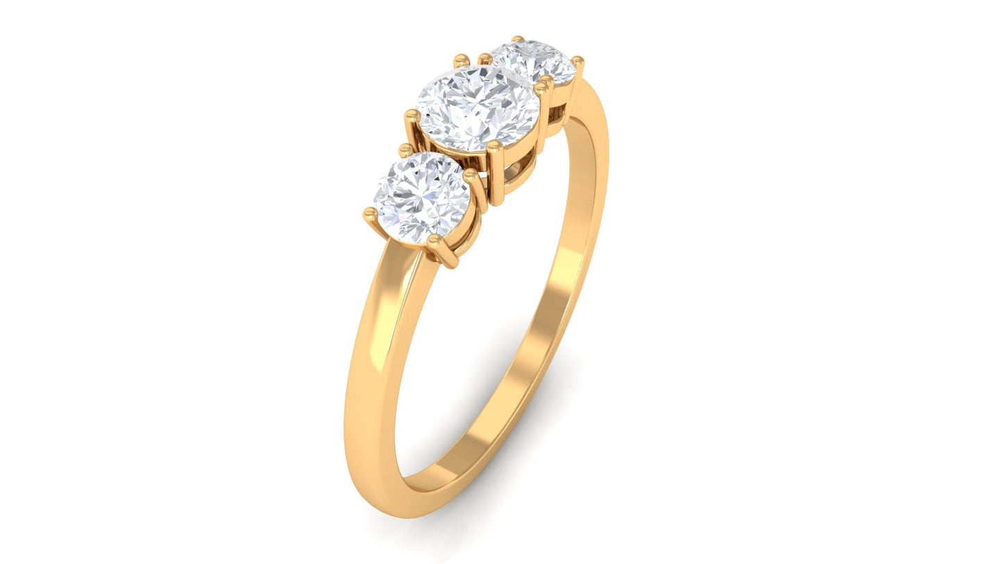 Natural Diamond 3 Stone Engagement Ring with Certificate