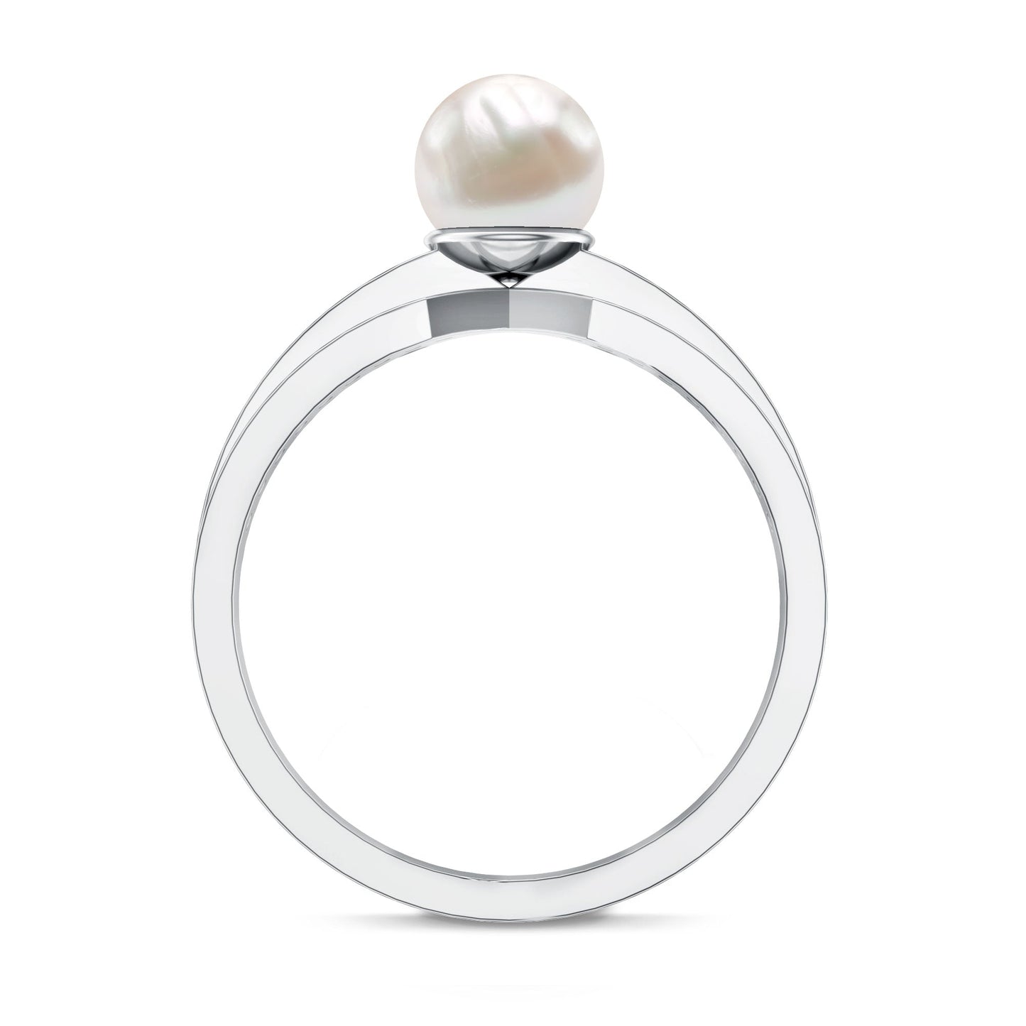 2 Carat Freshwater Pearl Engagement Ring with Diamond for Women