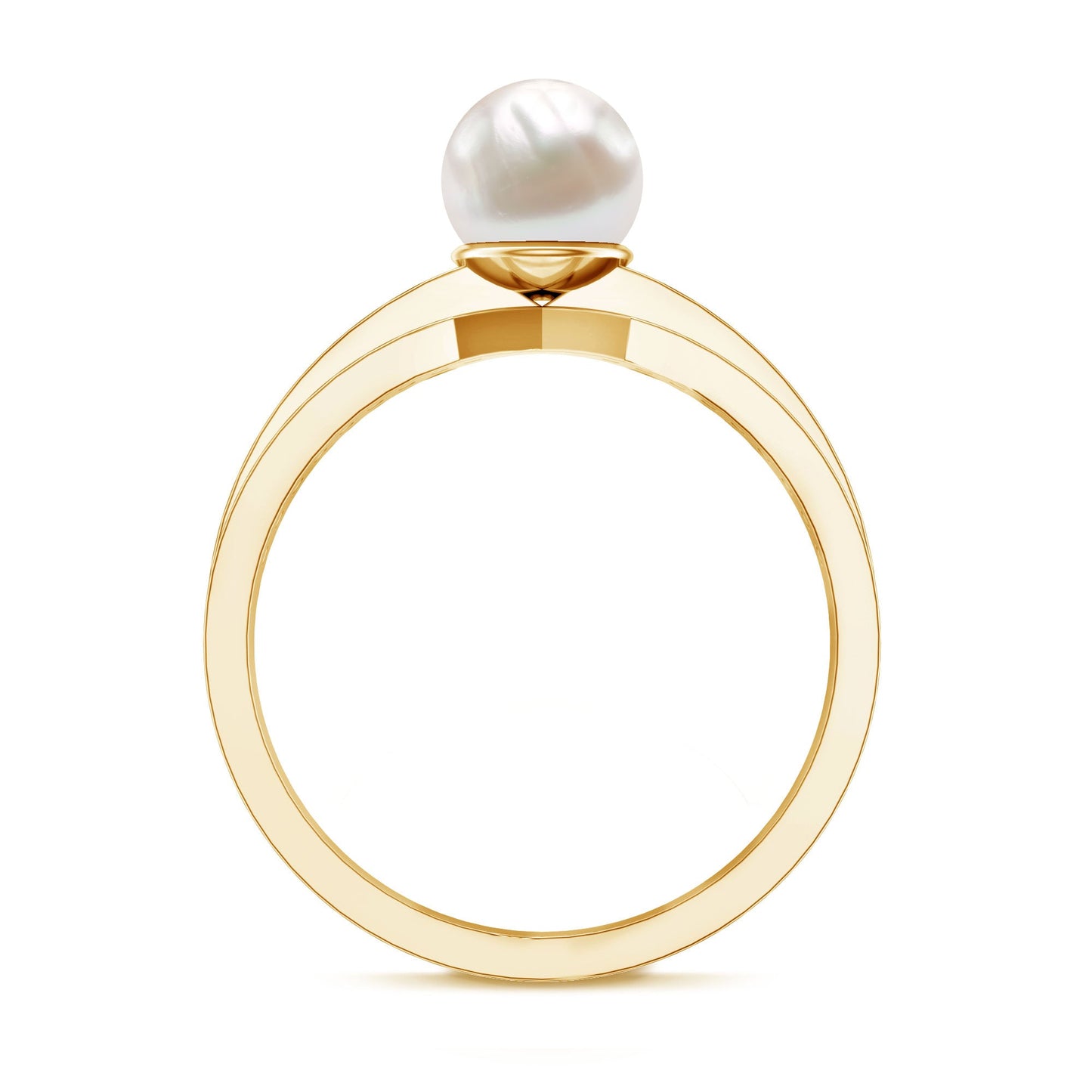 2 Carat Freshwater Pearl Engagement Ring with Diamond for Women