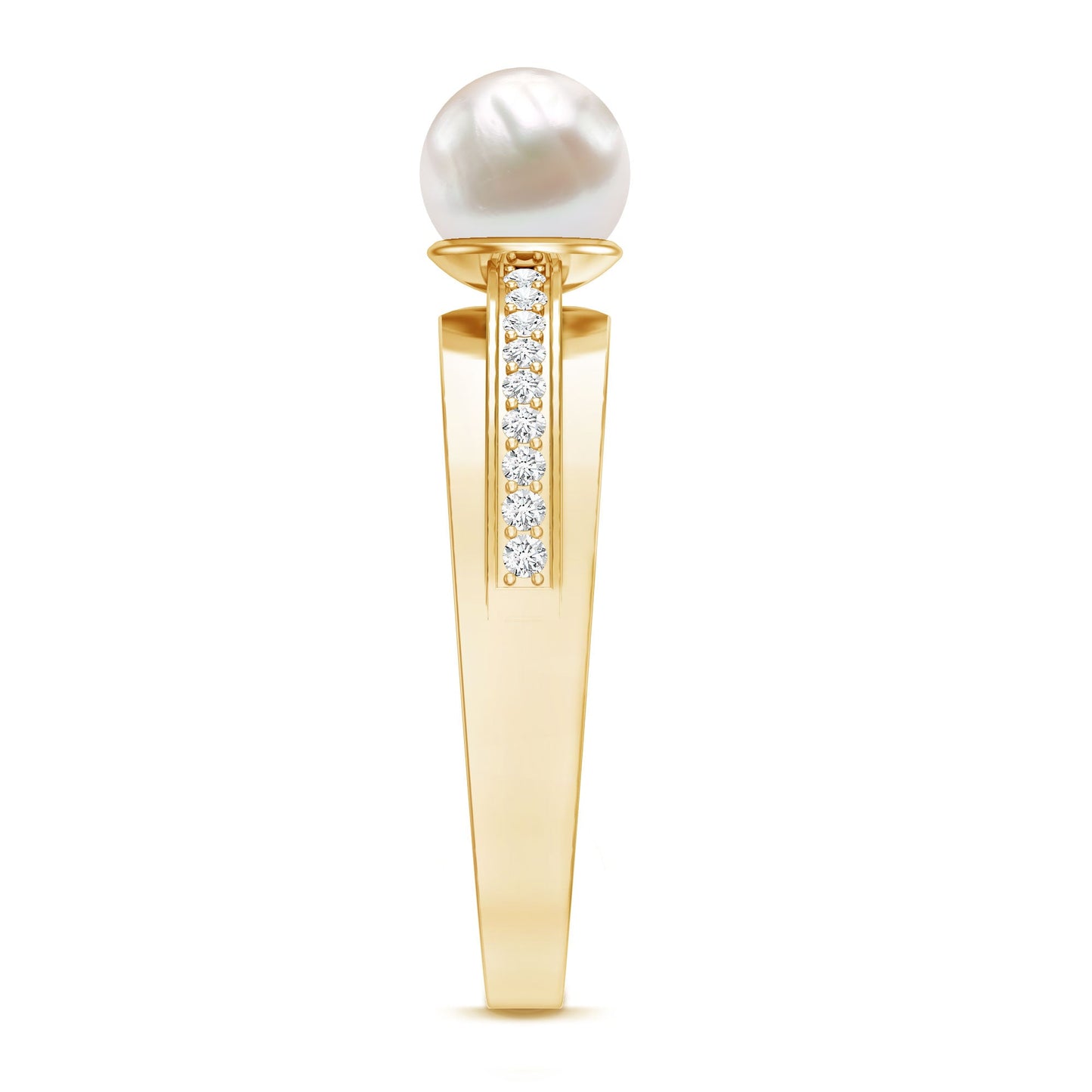 2 Carat Freshwater Pearl Engagement Ring with Diamond for Women