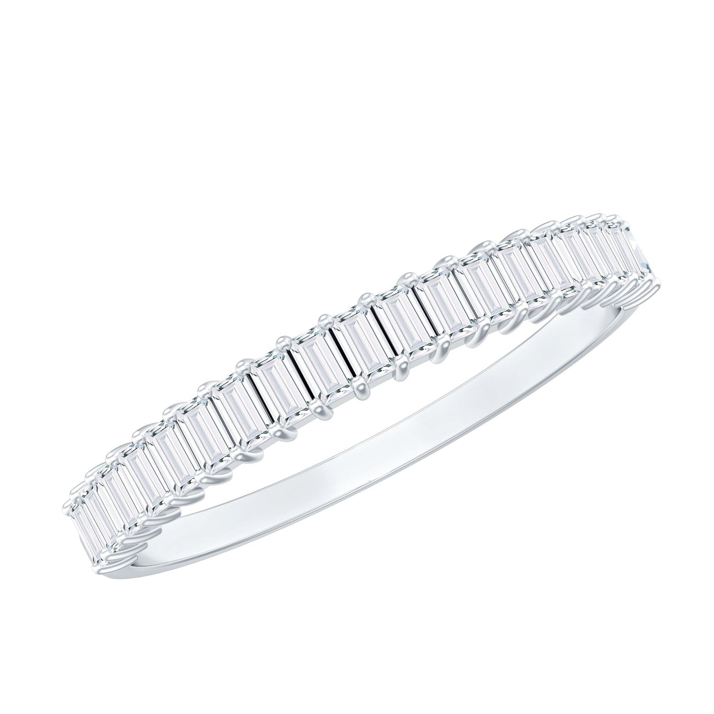 Baguette Cut Moissanite Half Eternity Wedding Band