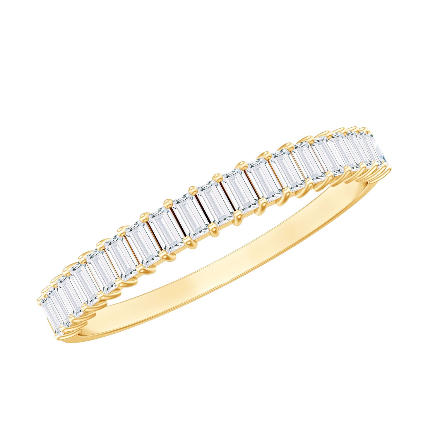 Baguette Cut Moissanite Half Eternity Wedding Band