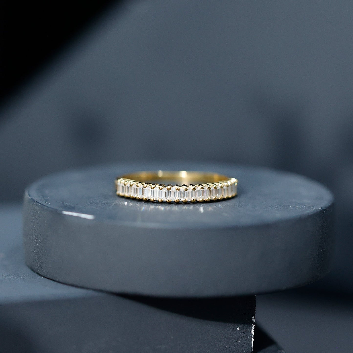 Baguette Cut Moissanite Half Eternity Wedding Band