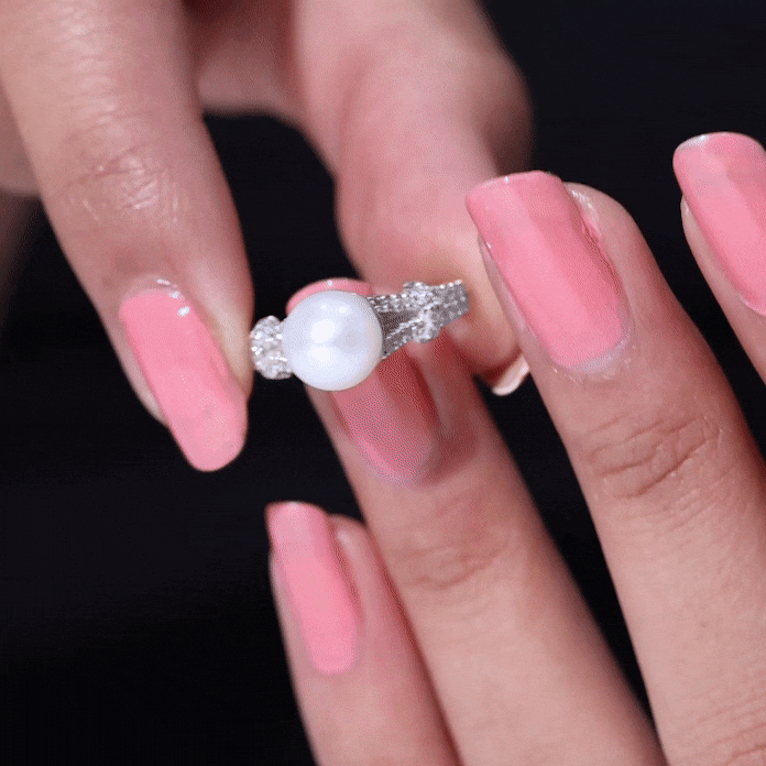 Cultured 7 Carat Freshwater Pearl Engagement Ring with Split Shank