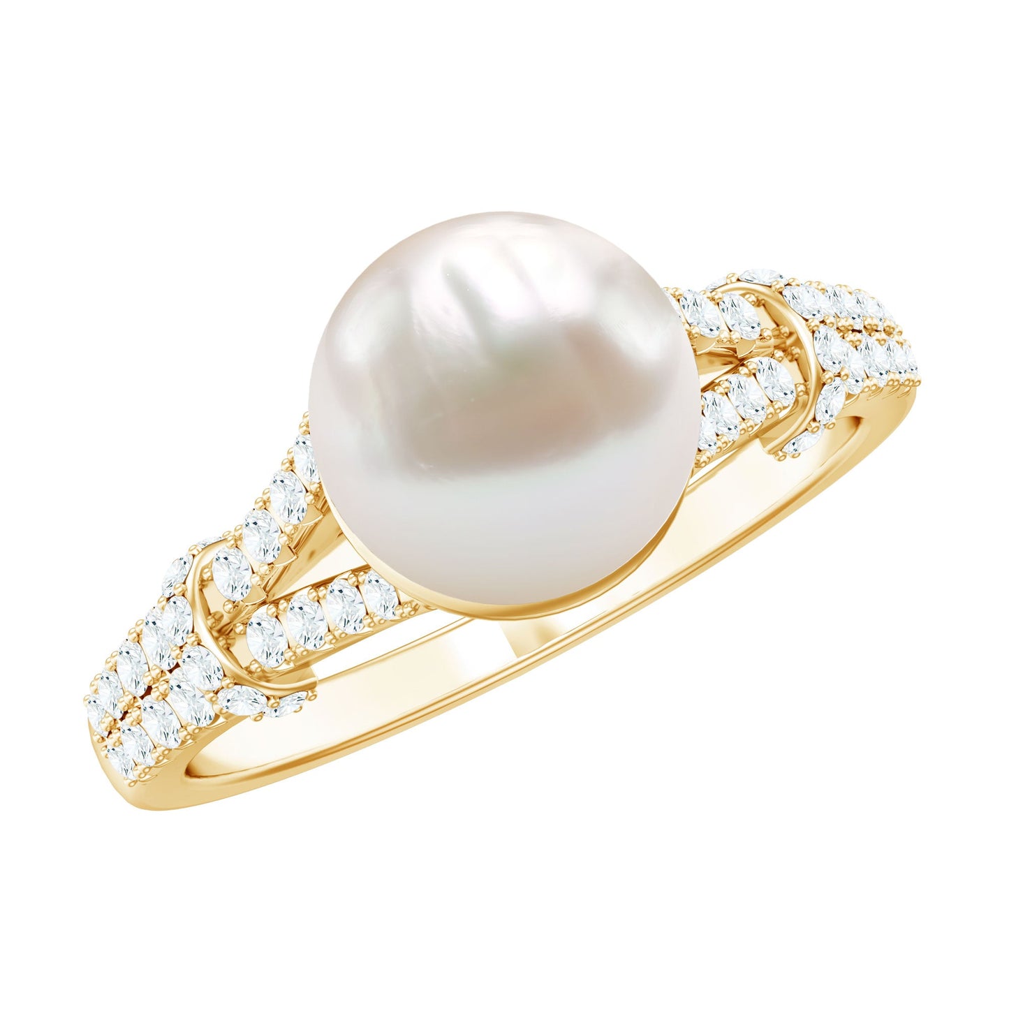 Cultured 7 Carat Freshwater Pearl Engagement Ring with Split Shank