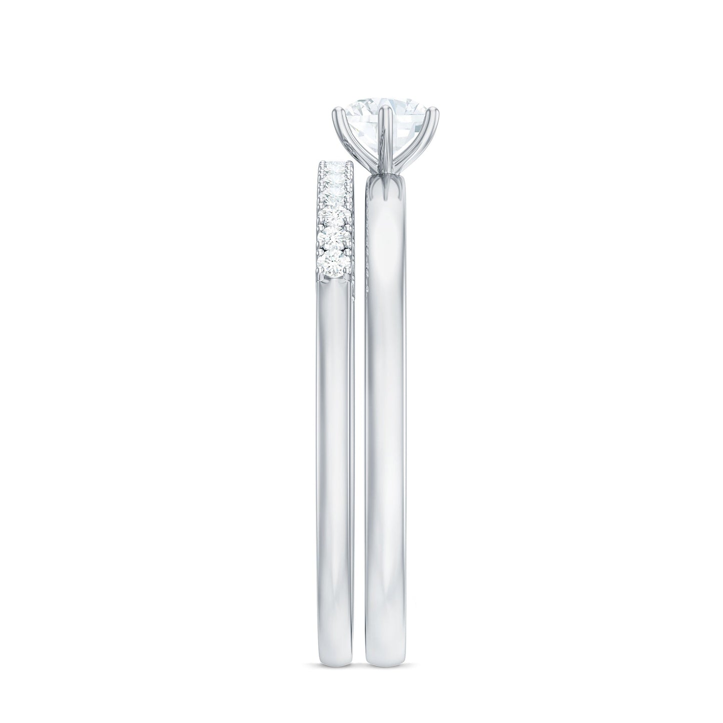 Simple Cubic Zirconia Solitaire Wedding Ring Set for Women