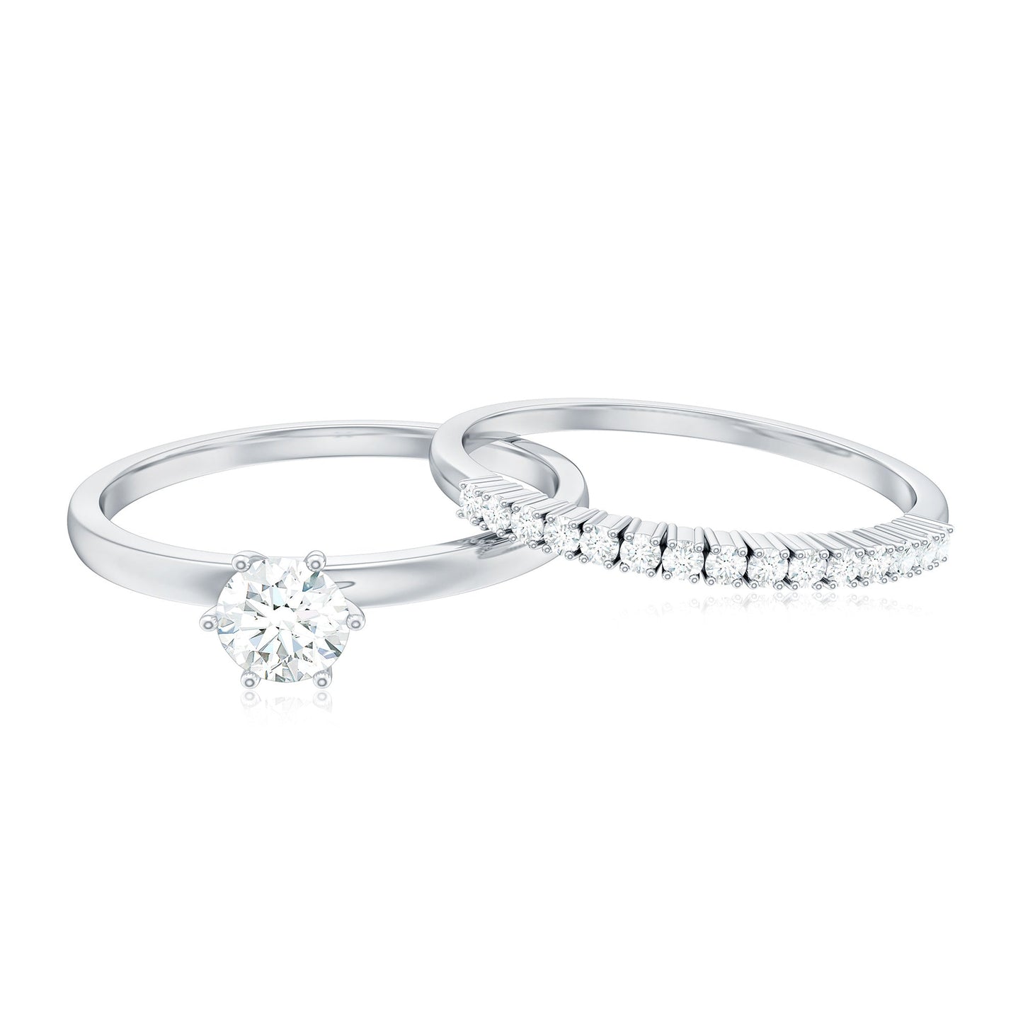 Simple Cubic Zirconia Solitaire Wedding Ring Set for Women