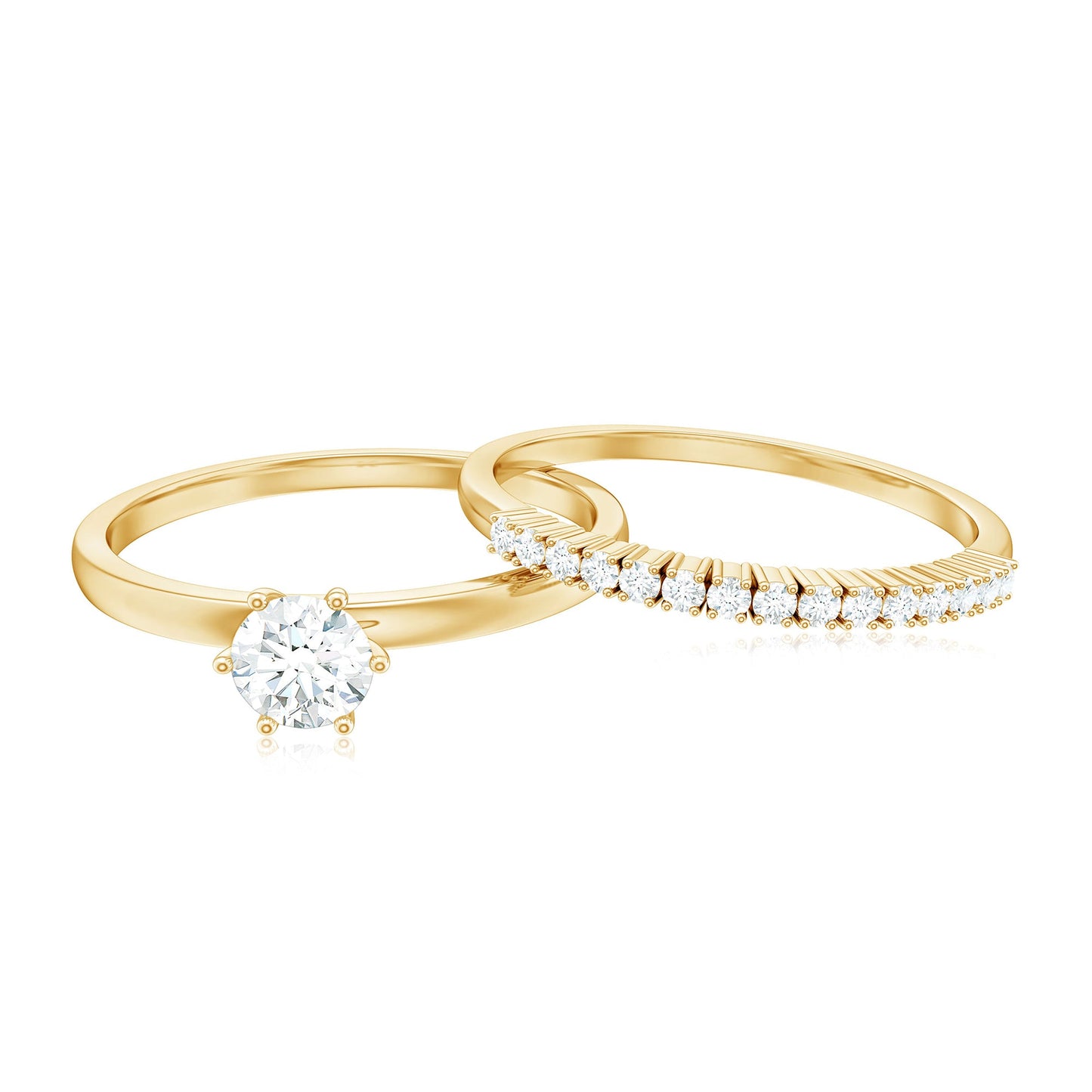 Simple Cubic Zirconia Solitaire Wedding Ring Set for Women