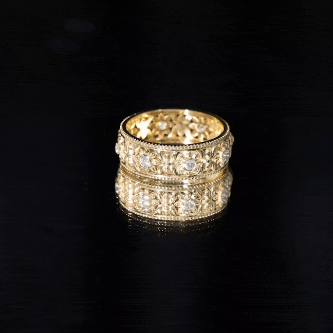 Flower Inspired Zircon Filigree Wedding Band