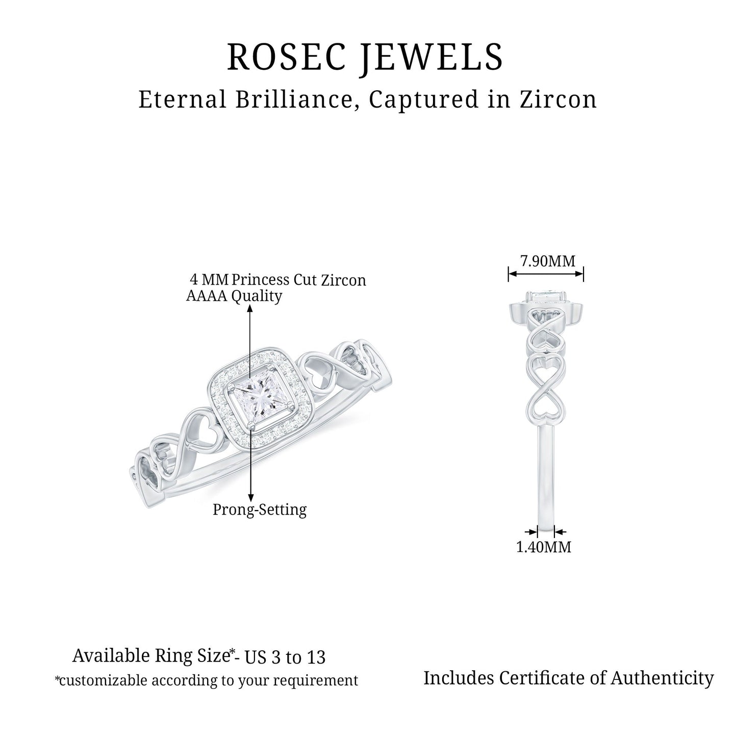 1/2 CT Infinity Heart Cubic Zirconia Engagement Ring