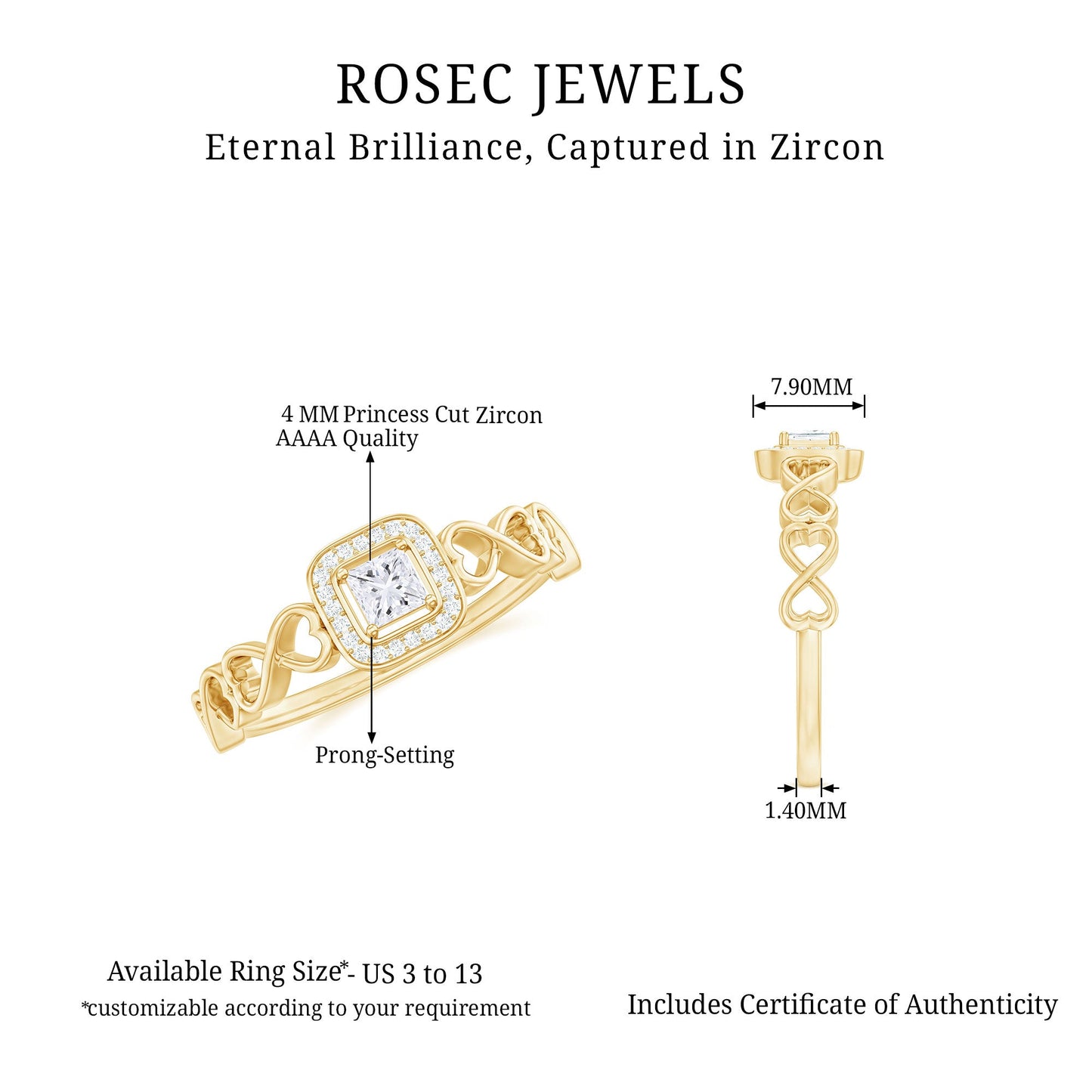 1/2 CT Infinity Heart Cubic Zirconia Engagement Ring