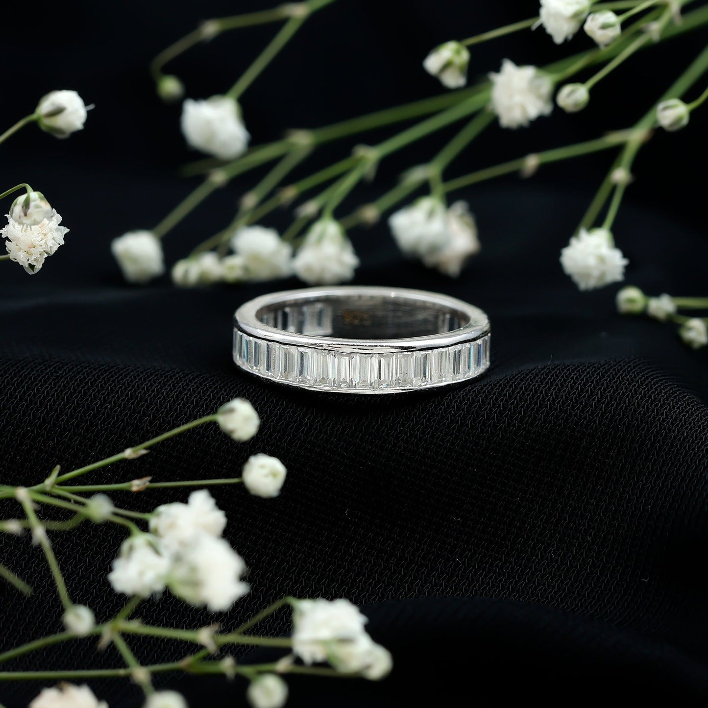 1/2 CT Channel Set Baguette Cut Zircon Eternity Band Ring