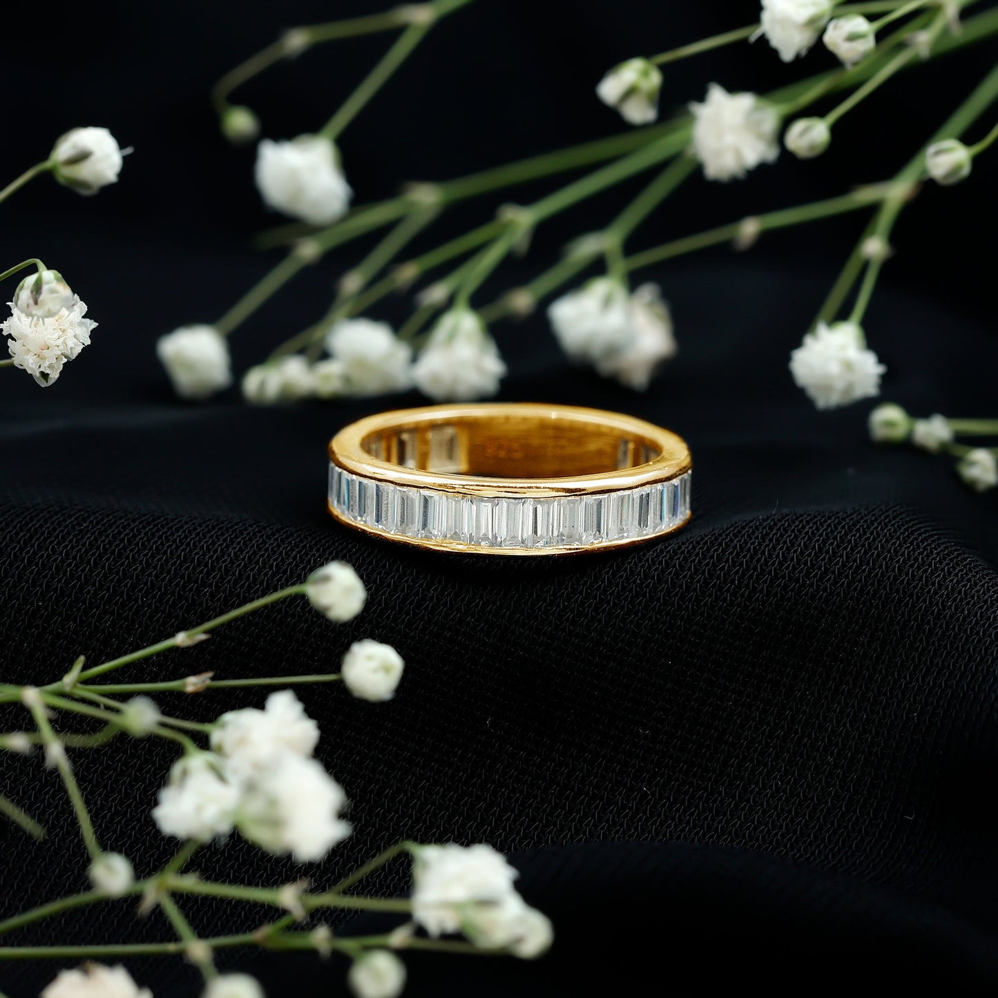 1/2 CT Channel Set Baguette Cut Zircon Eternity Band Ring