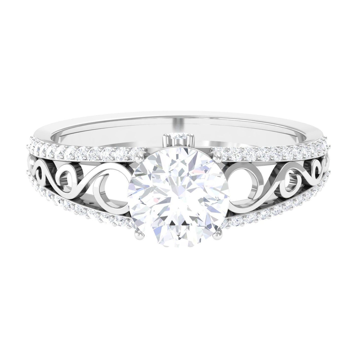 Solitaire 1 Carat Cubic Zirconia Vintage Looking Engagement Ring
