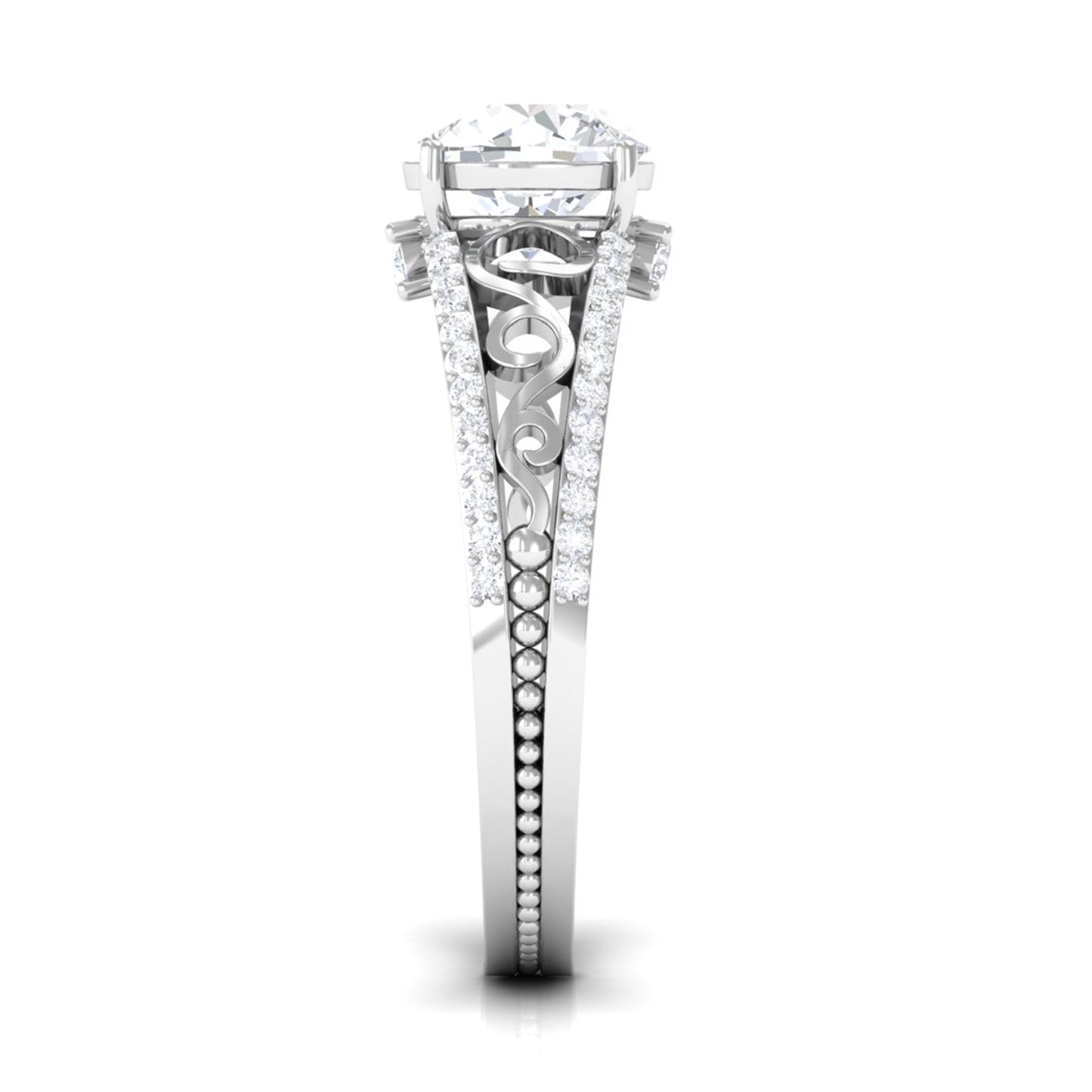 Solitaire 1 Carat Cubic Zirconia Vintage Looking Engagement Ring