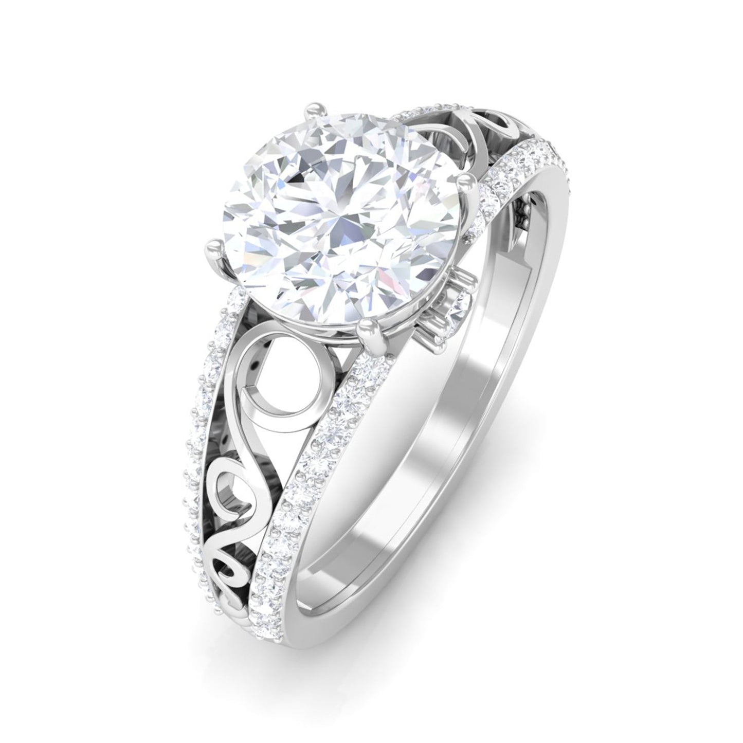 Solitaire 1 Carat Cubic Zirconia Vintage Looking Engagement Ring